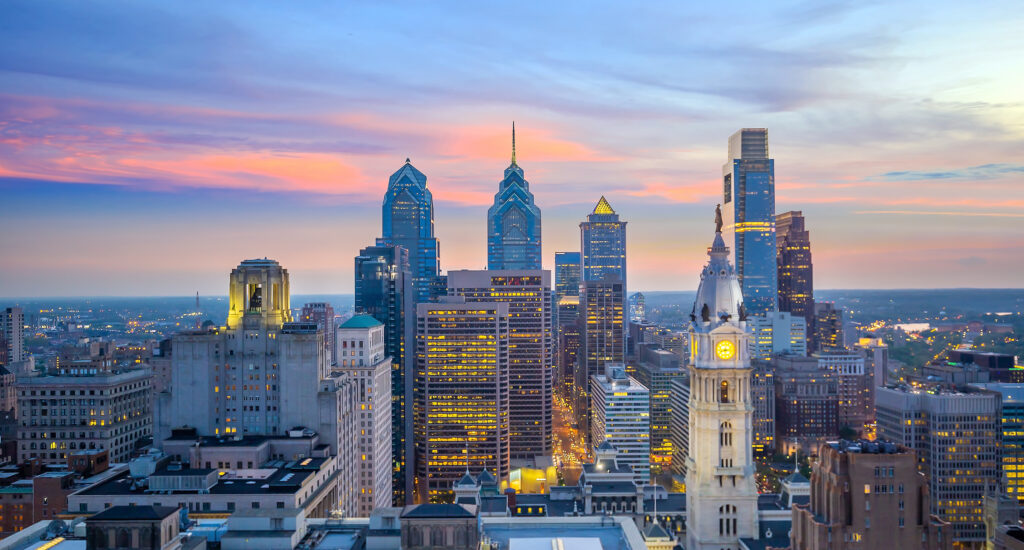 Cityscape of downtown skyline Philadelphia in Pennsylvania, USA